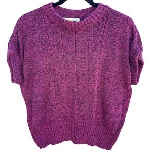 Liz Claiborne Vintage 90s Purple Marled Knit Retro Sweater M Grannycore Academia